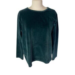Vintage LL Bean Green Velvet Top Womens Large Overize Comfy Made In USA